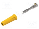 Plug; 4mm banana; 36A; 30VAC; 60VDC; yellow; non-insulated