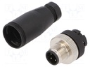 Plug; M12; PIN: 4; male; D code-Ethernet; for cable; screw terminal