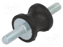 Vibration damper; M6; Ø: 20mm; rubber; L: 20mm; Thread len: 18mm