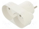 Connector: AC supply; splitter; 2P; 250VAC; 16A; Type: round; white