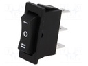 ROCKER; SP3T; Pos: 3; (ON)-OFF-(ON); 10A/250VAC; black; none; 50mΩ