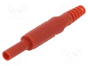 Plug; 2mm banana; 10A; 1kVDC; red; Plating: nickel plated; -25÷80°C