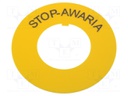 Warning plate; 22mm; Ømount.hole: 22.5mm; Ø: 60mm; Mat: PVC