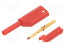 Plug; 2mm banana; 10A; 1kV; red; gold-plated; Overall len: 41.5mm