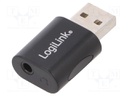 Adapter; USB 2.0; Jack 3.5mm socket,USB A plug; black