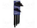 Wrenches set; inch,hex key,spherical; blackened keys; 13pcs.