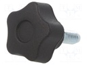 Knob; Dia: 25mm; M6; 16mm; H: 19mm; technopolymer (PA); black