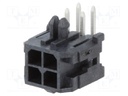 Socket; wire-board; male; Micro-Fit 3.0; 3mm; PIN: 4; THT; 8.5A; 600V