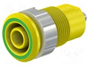 Socket; 4mm banana; 24A; 1kV; Cutout: Ø12.2mm; yellow-green