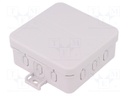 Enclosure: junction box; X: 85mm; Y: 85mm; Z: 37mm; polypropylene