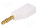 Plug; 4mm banana; 19A; white; with axial socket