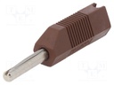 Plug; 4mm banana; 16A; 50VDC; brown; 2.5mm2; Plating: nickel plated