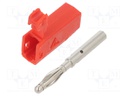 Plug; 2mm banana; 10A; 30VAC; 60VDC; red; nickel plated; 0.5mm2