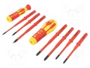 Screwdrivers; Pcs: 9; insulated; Package: case; 1kVAC