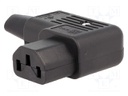 Connector: AC supply; plug; female; 10A; 250VAC; IEC 60320; C13 (F)