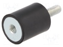 Vibration damper; M6; Ø: 20mm; rubber; L: 15mm; Thread len: 18mm