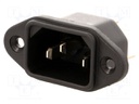 Connector: AC supply; socket; male; 10A; 250VAC; IEC 60320; C14 (E)