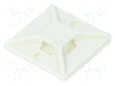 Screw down self-adhesive holder; ABS; white; Ht: 4.2mm; L: 25.4mm