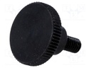 Knob; Dia: 16mm; M4; 8mm; H: 9.5mm; steel; black; Features: knurled