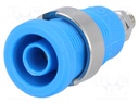 Socket; 4mm banana; 36A; Cutout: Ø12mm; blue; nickel plated; 5mΩ