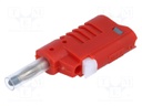 Plug; 4mm banana; 36A; 30VAC; 60VDC; red; with axial socket