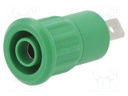 Socket; 4mm banana; 24A; 1kV; Cutout: Ø12.2mm; green; nickel plated