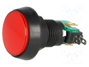 Switch: push-button; Pos: 2; SPDT; 10A/250VAC; red; red; Body: black