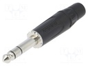 Plug; Jack 6,35mm; male; stereo; straight; for cable; soldering