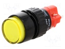 Switch: push-button; Pos: 2; SPDT; 3A/220VAC; 2A/24VDC; yellow; IP40