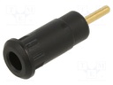 Socket; 2mm banana; 10A; 29mm; black; soldered,on panel; insulated