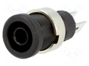 Socket; 4mm banana; 25A; 1kV; black; nickel plated; on panel,screw