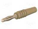 Plug; 2mm banana; 10A; 30VAC; 60VDC; brown; non-insulated; 0.5mm2