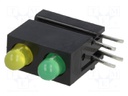 LED; in housing; green,yellow; 3mm; No.of diodes: 2; 2mA; 60°