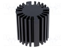 Heatsink: cast; LED; black; H: 50mm; aluminium; anodized; Ø: 50mm