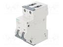 Circuit breaker; 230/400VAC; Inom: 2A; Poles: 2; DIN; Charact: C