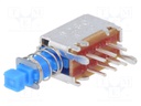Switch: push-button; Pos: 2; DPDT; 0.2A/30VDC; Leads: for PCB