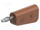 Plug; 4mm banana; 32A; brown; nickel plated; Mounting: on cable