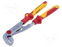 Pliers; insulated,adjustable; steel; 250mm; 1kVAC; V: with button