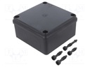 Enclosure: multipurpose; X: 100mm; Y: 100mm; Z: 50mm; black; IP65