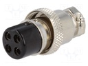Plug; microphone; female; PIN: 4; for cable; straight; 6mm