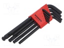 Wrenches set; hex key,spherical; steel; long; 10pcs.