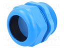 Cable gland; with long thread; M63; IP68; Mat: polyamide; blue