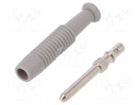 Plug; 2mm banana; 6A; 60VDC; grey; Plating: nickel plated; -25÷60°C