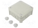 Enclosure: junction box; X: 114mm; Y: 114mm; Z: 58mm; polypropylene