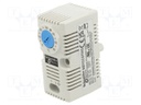 Thermostat, ClimaSys CC Series, 0°C to +60°C, Normally Open, 10 A at 250 Vac, DIN Rail