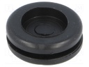 Grommet; with bulkhead; Ømount.hole: 19mm; Øhole: 16mm; PVC; black