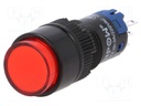 Switch: push-button; Pos: 2; SPDT; 0.5A/250VAC; 1A/24VDC; red; none