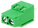 PCB terminal block; angled 90°; 5mm; ways: 2; on PCBs; 2.5mm2; 16A