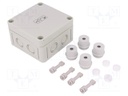 Enclosure: junction box; X: 94mm; Y: 94mm; Z: 57mm; polystyrene; IP54