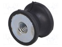 Vibration damper; M6; Ø: 20mm; rubber; L: 15mm; H: 6mm; 223N; 60N/mm